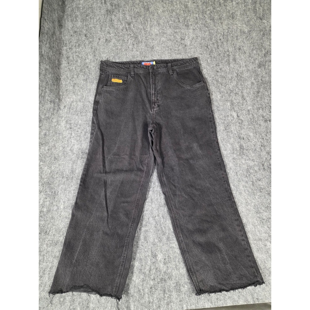 Zumiez Empyre Relax Skate Jeans Mens Washed Black Baggy Wide Leg Raw Hem Denim - Picture 10 of 12